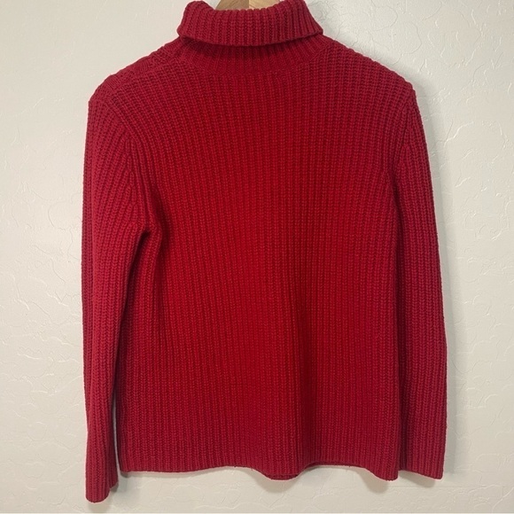 Lands End red turtleneck chunky cable knit long sleeve sweater Size SP - Picture 2 of 6